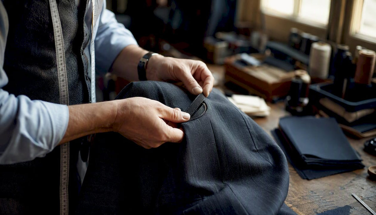 Tailor hand-shaping barchetta pocket curve