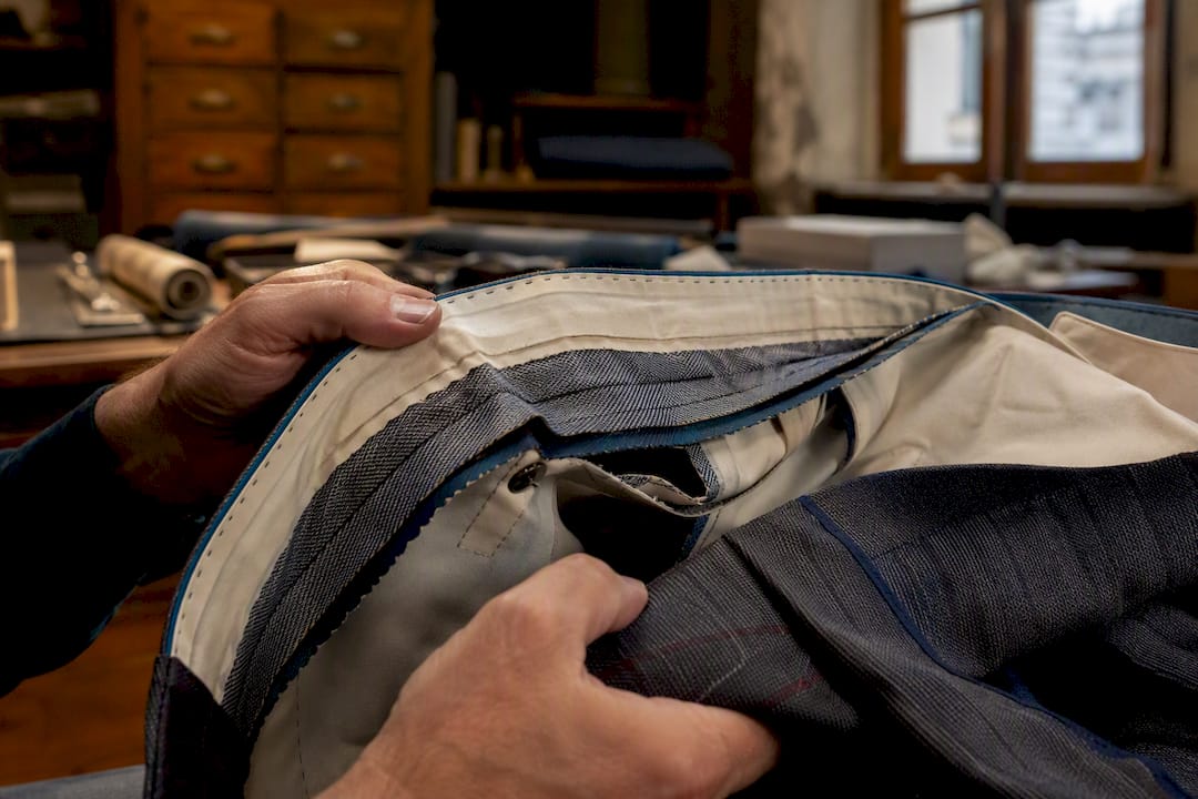 Inside waistband showing curtain lining detail