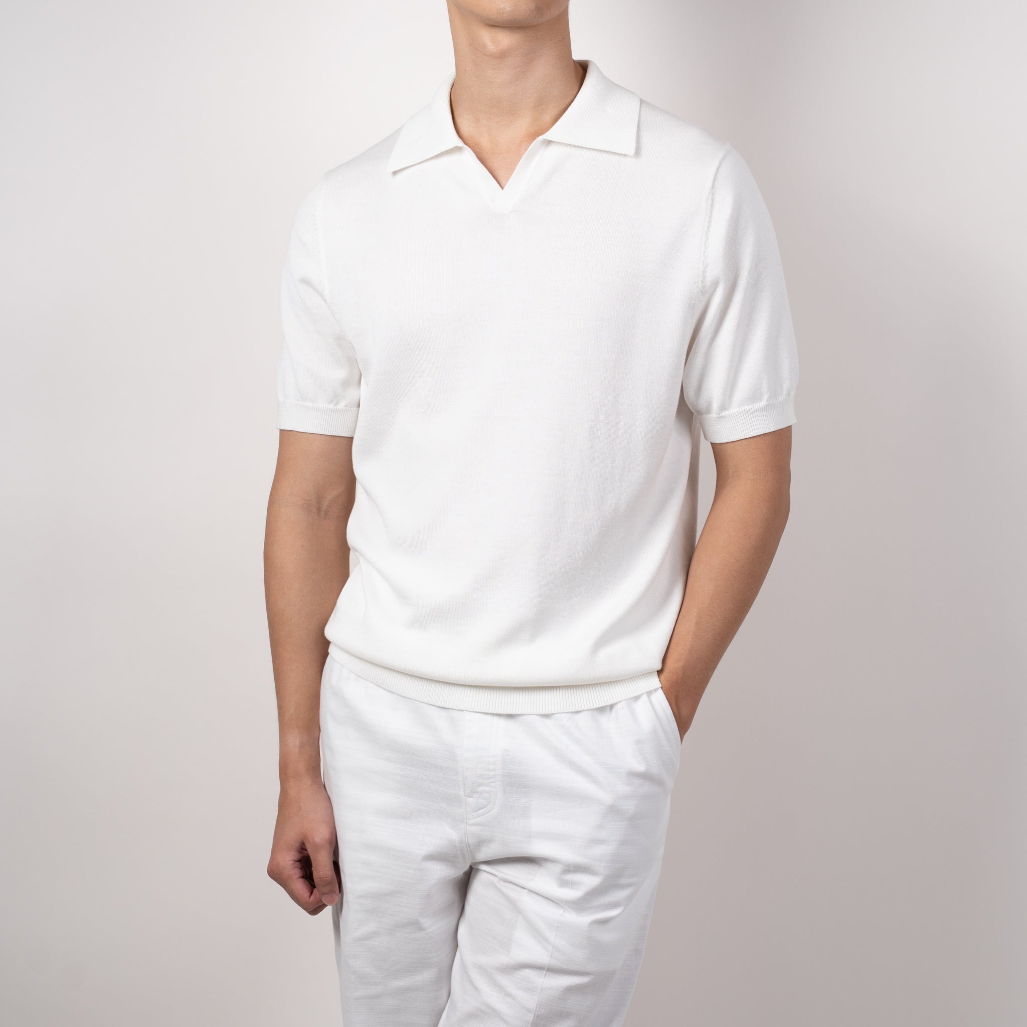 Knit Polo Tee - White