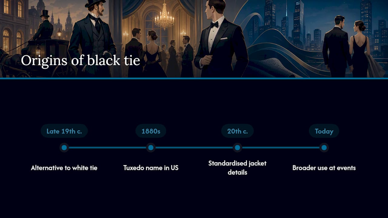 Where black tie comes from, overview diagram