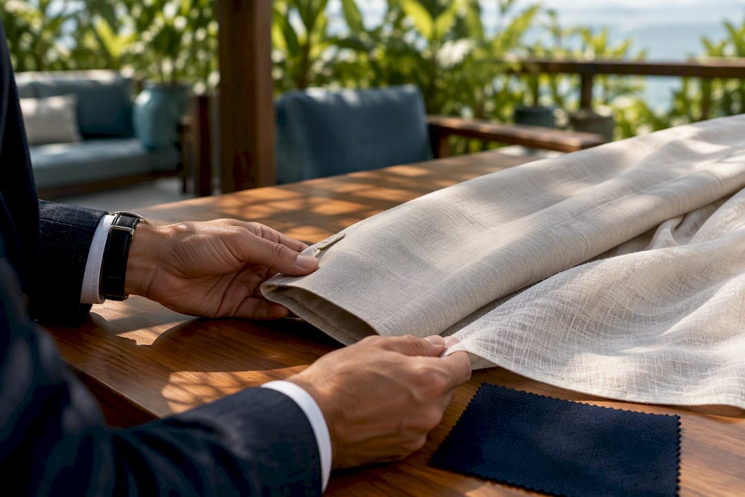 Lightweight formal fabrics in tropical setting