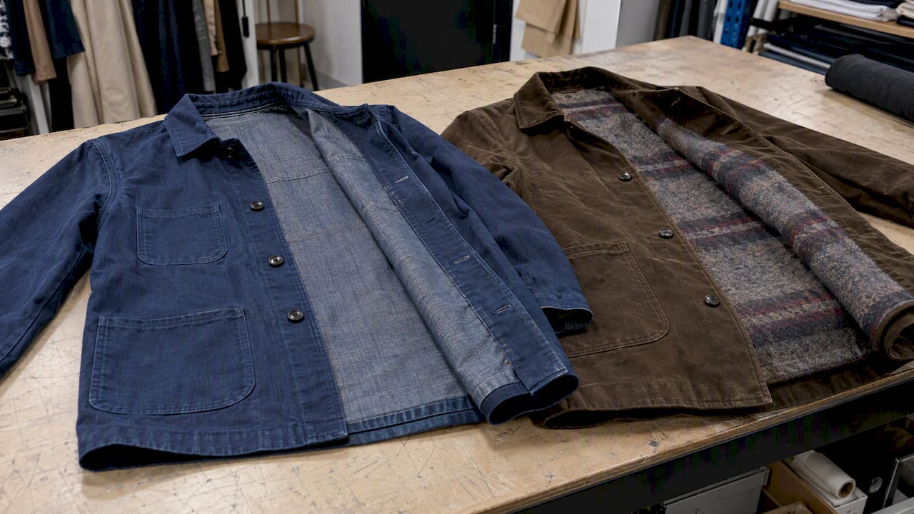 Open coats show unlined and blanket-lined interiors