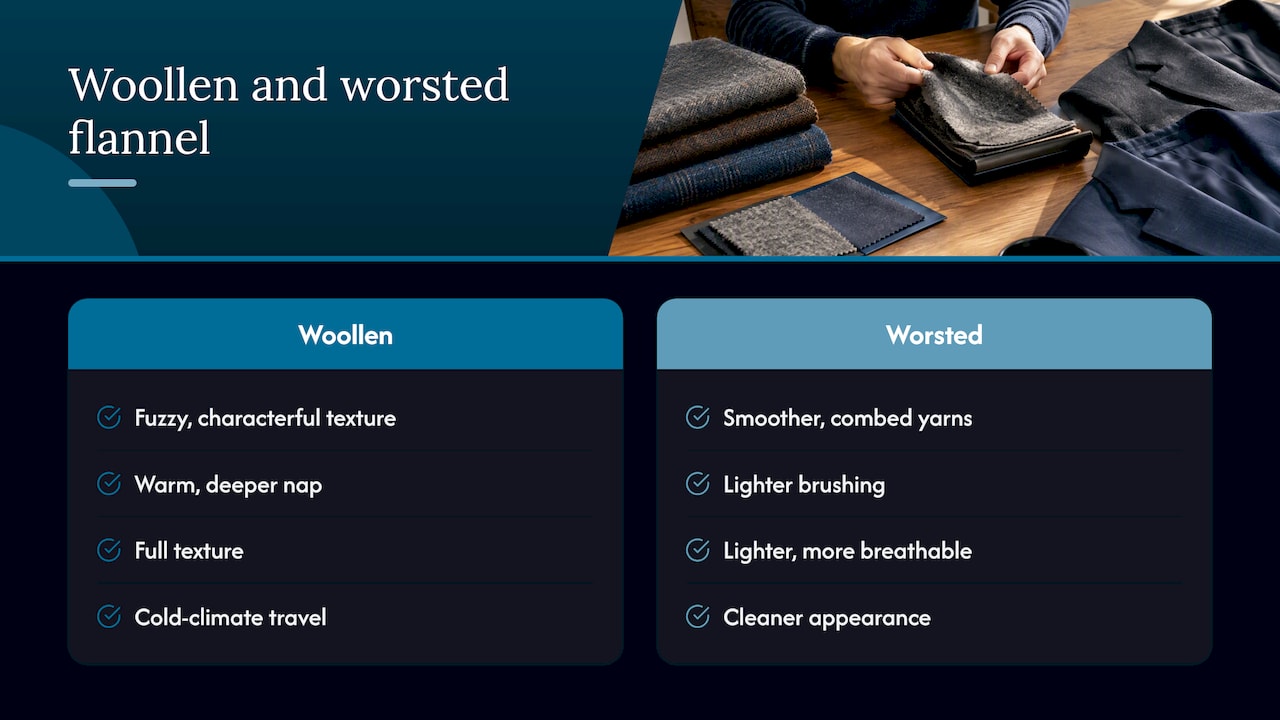 Woollen and worsted flannel compared