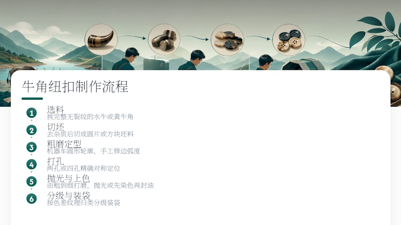 角质纽扣制作步骤示意图