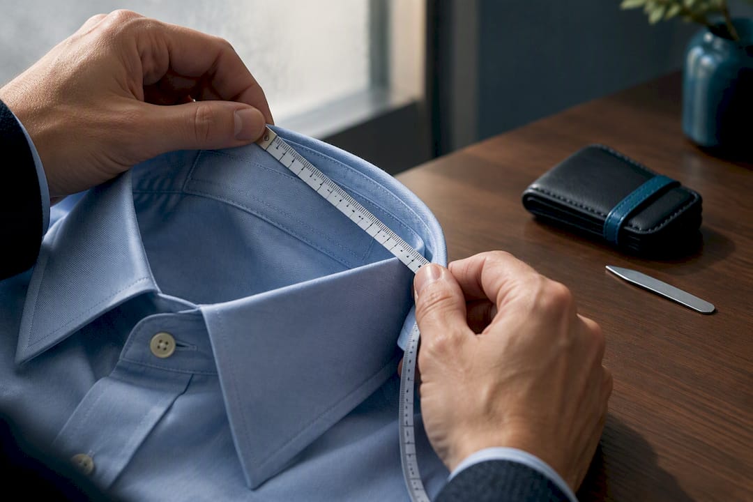 Measuring a shirt collar stay pocket