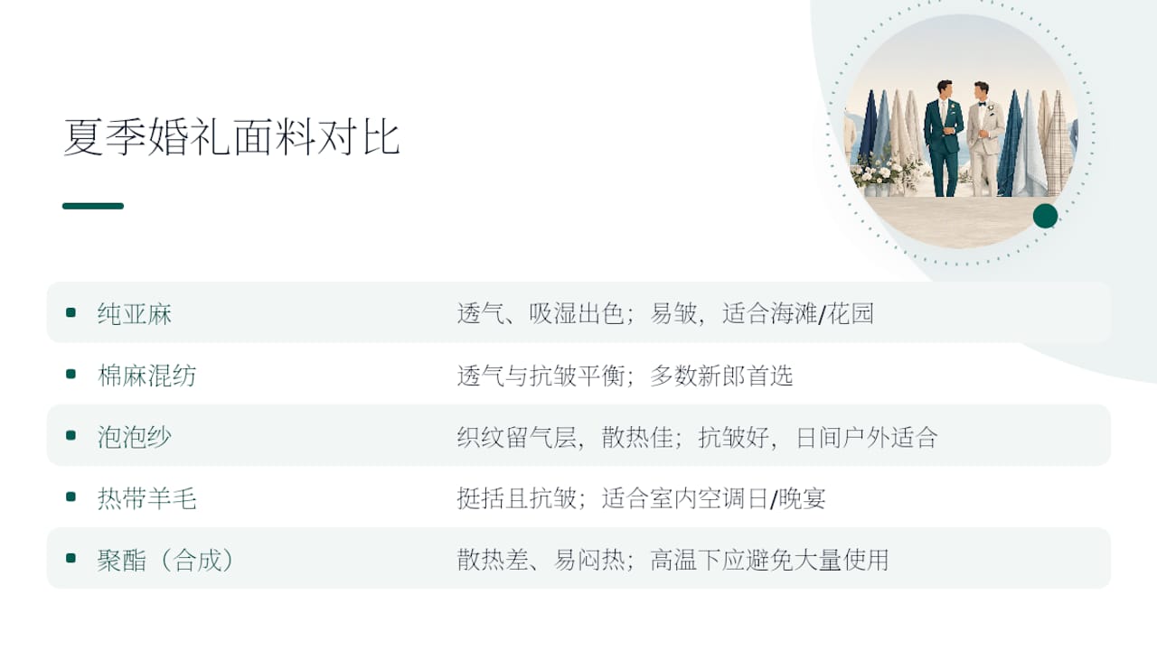 夏季婚礼西装该选哪种面料?, overview diagram