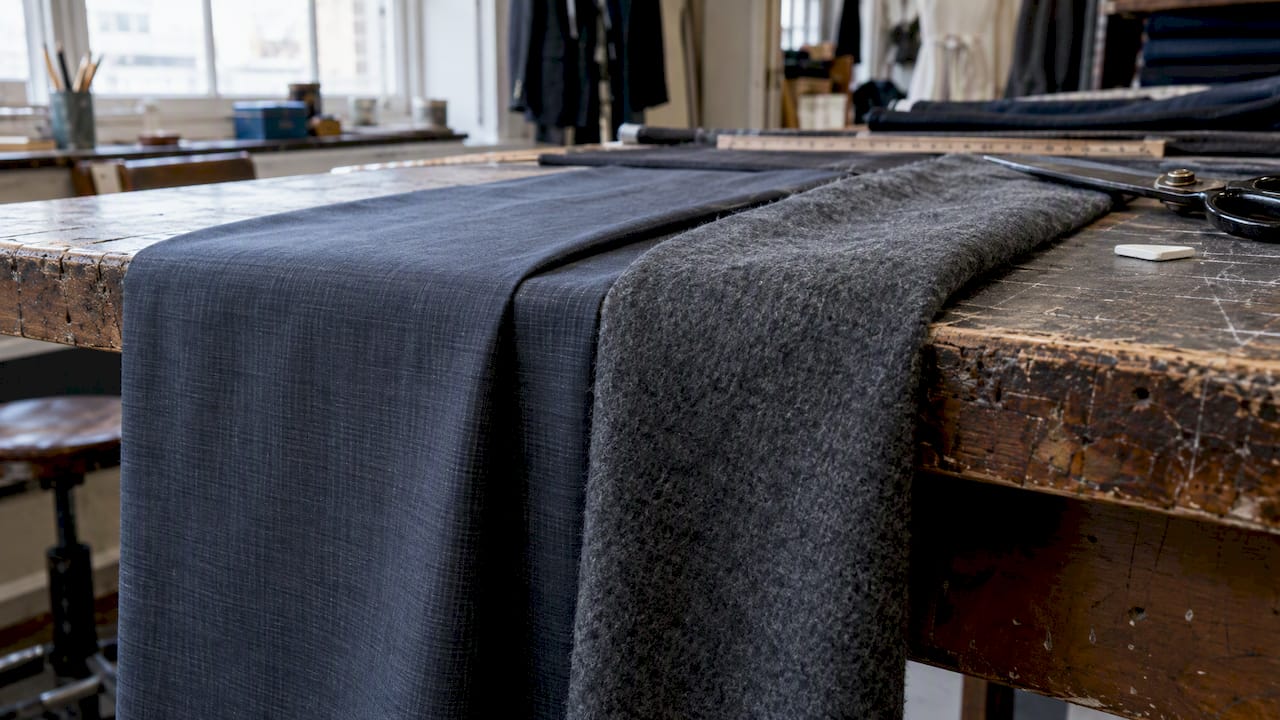 Light wool and flannel drape over a table