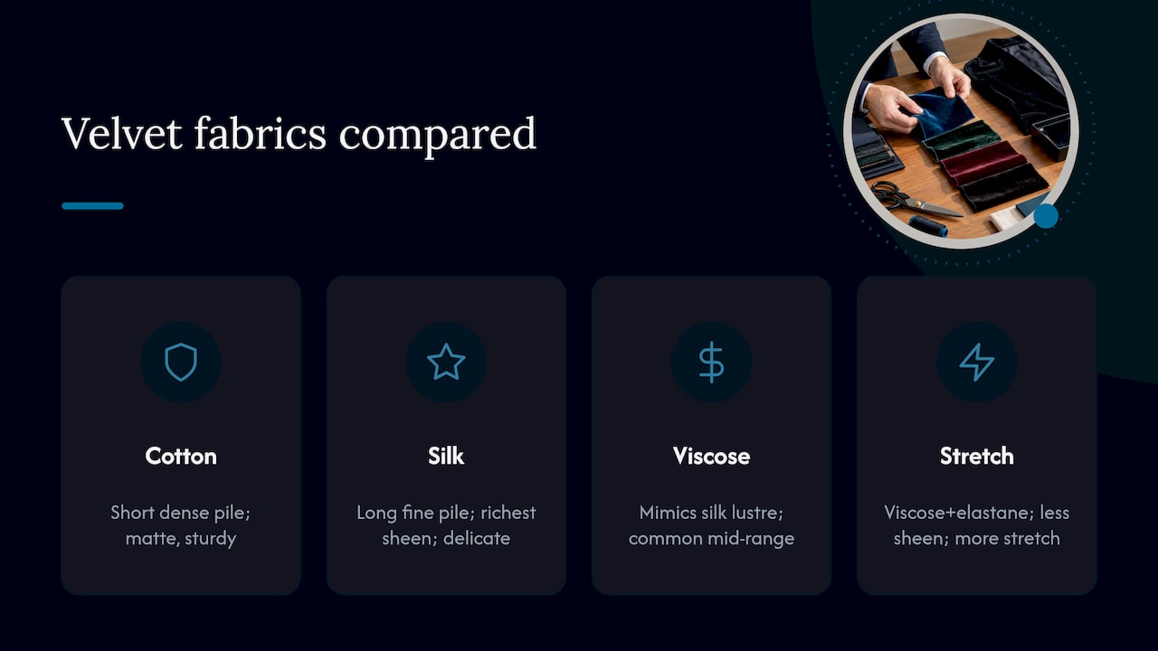 Comparison of four velvet fabric types