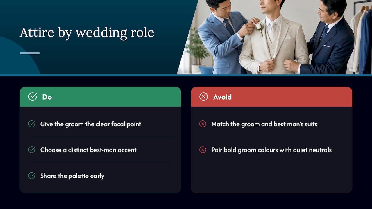 6. What should the best man and father of the bride wear?, overview diagram