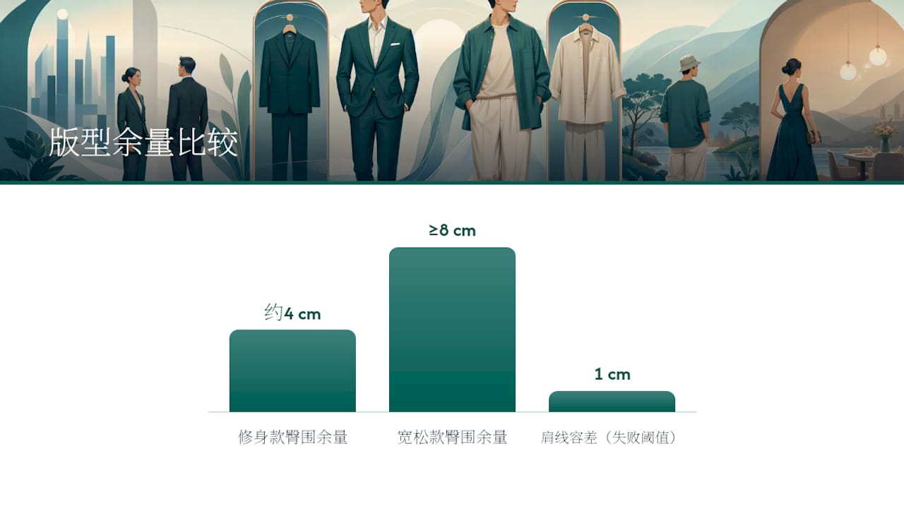 修身与宽松衬衫剪裁对比示意图